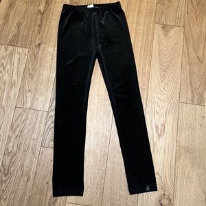 Deux par deux black velvet with gold shimmer leggings size 8